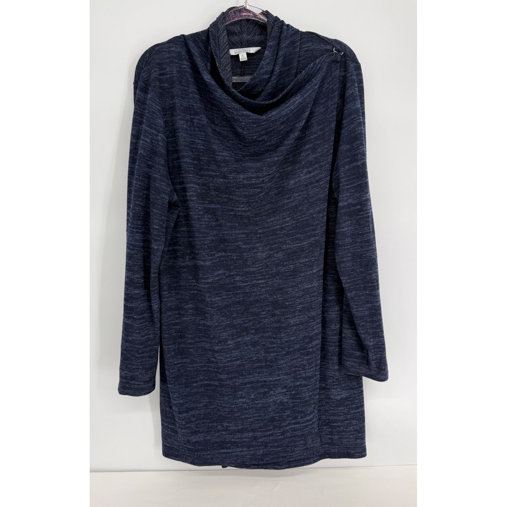 Company Ellen Tracy Womens Navy Heather Cowl Neck Tunic Top Sz XL